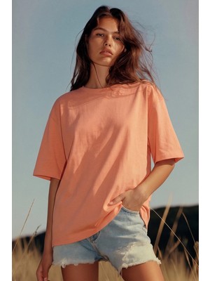 Somon Oversize T-Shirt %100 Pamuk Süprem Unisex Baskıya Uygun Basic Tişört