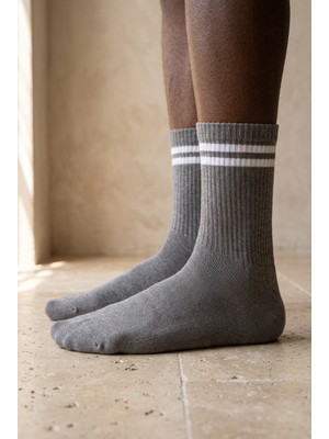 Bony Socks Erkek Şeritli Soket Çorap Antrasit