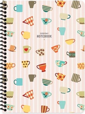 Mikasso Çizgili 16X22 cm 80 Yaprak Karton Kapak Telli Defter 60 Gram Beyaz Sayfa Coffee Karton Spiralli Çizg