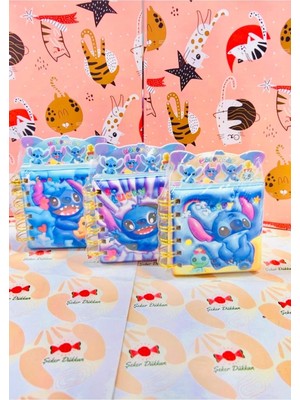 Mikasso Stitch Yumuşak Kapak Ayraçlı Not Defteri (1ADET) Yumuşak Spiralli Küçük Boy Çok Renkli Not Defteri B