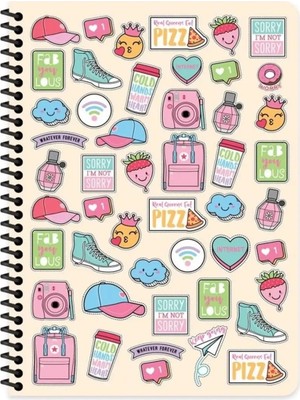 Mikasso 16X22 cm 80 Yaprak Çizgisiz Plastik Kapak Telli Defter 60 Gram Beyaz Sayfa Sert Spiralli Çizgisiz Or