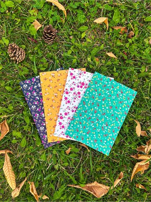 Mikasso 4'lü Çizgisiz Defter Seti 13 x 20 cm 64 Sayfa Okul Defteri Anı Defteri Not Defteri Flower Series Kar