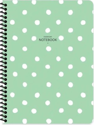 Mikasso Çizgili 16X22 cm 80 Yaprak Plastik Kapak Telli Defter 60 Gram Beyaz Sayfa Puantiye Yumuşak Spiralli