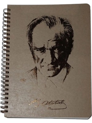 Mikasso 16,5X22,5 cm 100 Yaprak Kareli Telli Atatürk Sert Karton Kapak Defter 70 gr Krem Renk Kağıt Sert Spi