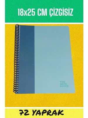 Mikasso 18X25 cm Çizgisiz 72 Yaprak Telli Karton Kapak Defter 60 gr Beyaz Sayfa Karton Spiralli Çizgisiz 72
