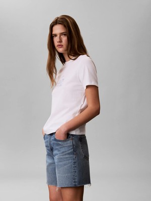 Calvin Klein Kadın / Kız Beyaz Calvin Klein Ss Classıc Handwrıtı, Yaf Beyaz Kadın T-Shirt