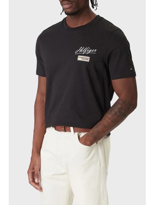 Tommy Hilfiger Logolu % 100 Pamuk Regular Fit Bisiklet Yaka T Shirt Erkek T Shirt MW0MW41471 Bds