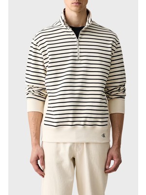 Calvin Klein Pamuklu Logolu Relaxed Fit Fermuarlı Dik Yaka Sweat LV04RG261GYAS Erkek Sweat LV04RG261G Yas
