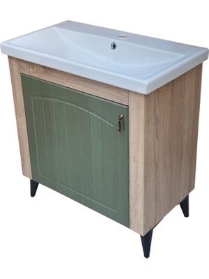 Akademik Mimarlık 80 cm Yeşil Membran Kapak Banyo Dolabı Seti