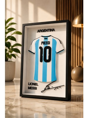 Esenliwe Arjantin Messi 10 Dekoratif 3D Forma Çerçevesi – Futbol Hediyesi