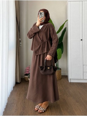 Trendparis Modern Kruvaze Takım Kahverengi