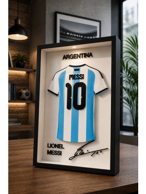 Esenliwe 3D Messi Forma Tablosu | Arjantin Milli Takım Dekoratif Çerçeve