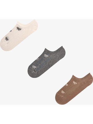 Penti 3 Çift Burun Dikişsiz Pamuklu Kendinden Fiyonk Desenli Sneaker Çorap