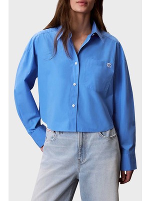 Calvin Klein % 100 Pamuk Poplin Logolu Kısa Gömlek LV047F104GCG1 Bayan Gömlek LV047F104G Cg1