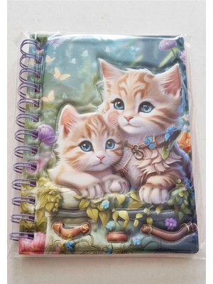 Mikasso Spiralli Kabartmalı Soft Kapak 13X18CM Hatıra Günlük Renkli Resimli Çizgili Kalın 60Y Not Defteri Yu