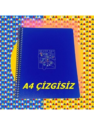 Mikasso A4 80 Yaprak Çizgisiz Plastik Kapak Telli Defter 60 Gram Beyaz Sayfa Yumuşak Spiralli Çizgisiz Büyük