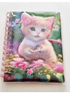 Mikasso Spiralli Kabartmalı Soft Kapak 13X18CM Hatıra Günlük Renkli Resimli Çizgili Kalın 60Y Not Defteri Yu