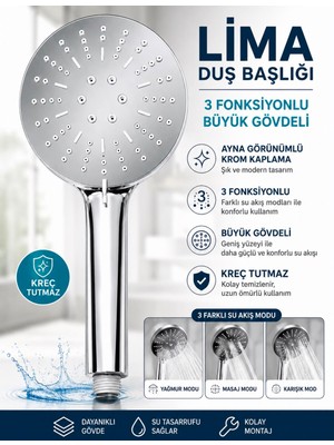 Kayra Grup Su Armatürleri Duş Başlığı Lima Kayragrup