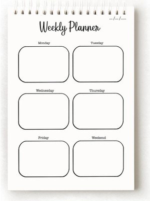 Mikasso Sade Minimalist Ingilizce Haftalık Planlayıcı, Weekly Planner, A5 Planner, Spiralli Planner, Telli K