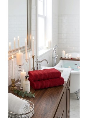 Banyodünyam %100 Pamuklu 50X90 cm Ebatlarında 2'li Bordo Renk El ve Yüz Havlusu