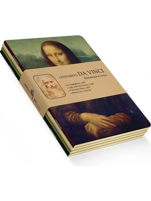 Mikasso Da Vinci 4'lü Defter Seti - Renaissance Series - Çizgisiz - 48 Sayfa - 10,5X14CM Karton Düz Çizgisiz