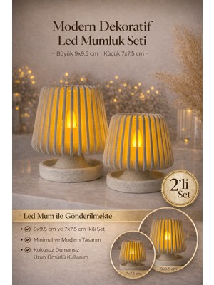 Empressco Modern Dekoratif LED Mumluk Seti, 2’li, LED Mum Dahil, Şık ve Şık Atmosfer