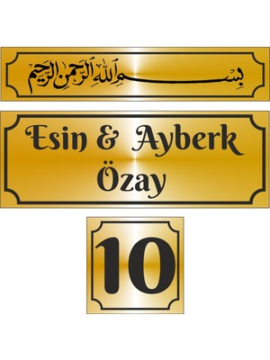 Outdoor One Metal Kapı İsimliği Gold Düz Besmele 0016
