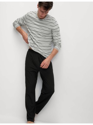 Marks & Spencer Saf Pamuk Çizgili Pijama Takımı