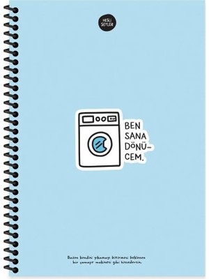 Mikasso Hisli Şeyler 17X24 cm Çizgisiz Telli Defter Sert Kapak 100 Yaprak Sert Spiralli Çizgisiz 100 Yaprak