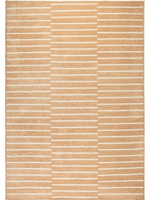 Belirtilmemiş Textile Bej Renk Çizgi Desenli Şönil Halı Kilim 160 x 230 cm