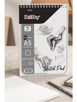 Mikasso Telli Eskiz Defteri A5 cm 1 Adet Herboy 90 gr Eskiz Defteri Karakalem Çizim 40 Sayfa Dokulu Kağıt Üs