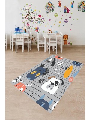 Belirtilmemiş Pelangi Gri Çocuk Odası Halısı, Gri 120 x 180