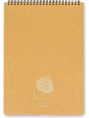 Mikasso A4 Çizgisiz 80 Yaprak Karton Kapak Telli Defter 70 gr Krem Renk Kağıt Linden Karton Spiralli Çizgisi