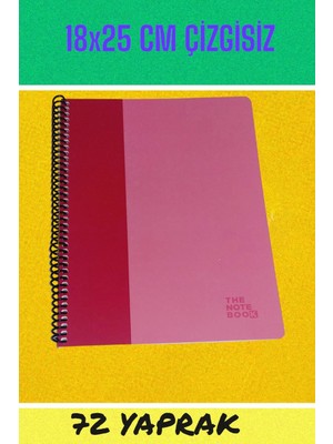 Mikasso 18X25 cm Çizgisiz 72 Yaprak Telli Karton Kapak Defter 60 gr Beyaz Sayfa Karton Spiralli Çizgisiz 72