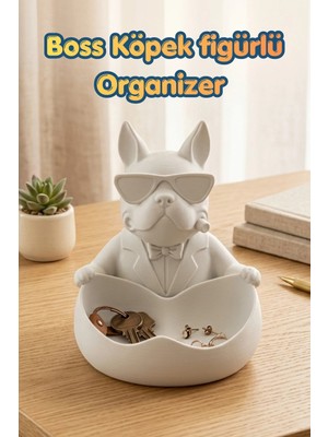 the mr east Boss Köpek Figürlü Masaüstü Organizer Dekoratif Biblo
