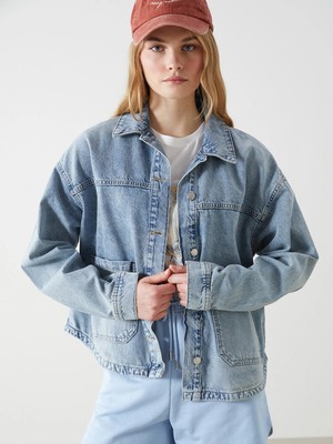 Lc Waikiki Yeni Sezon Oversize Kadın Jean Gömlek Ceket