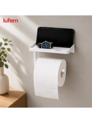 Lufern Özel Tasarım Tuvalet Kağıdı Askılığı Raflı Güçlü Yapışkanlı Banyo Aksesuarı Telefon Islak Mendil