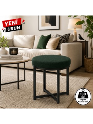 Edmonda Ev Aksesuar Ziro Tekli Puf Tabure Bench Makyaj Sandalyesi Siyah Ayak
