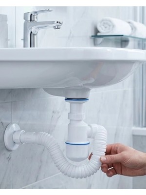 Tios Shop Krm Lavabo Gider Borusu Esnek Hortumlu Sifon Seti Koku Önleyici Dayanıklı Tasarım Krm