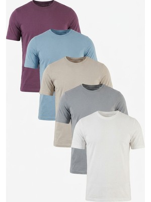 Buratti Pamuklu Regular Fit Bisiklet Yaka 5'li Paket T Shirt Erkek T Shirt 59020204S5