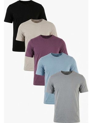 Buratti Pamuklu Regular Fit Bisiklet Yaka 5'li Paket T Shirt Erkek T Shirt 59020204S5