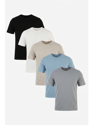 Buratti Pamuklu Regular Fit Bisiklet Yaka 5'li Paket T Shirt Erkek T Shirt 59020204S5