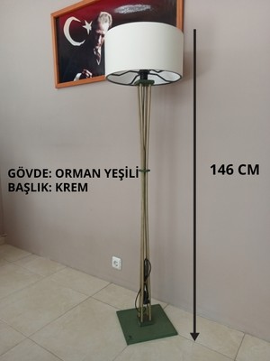 Balsa Dekor Ahşap Ayaklı Lambader Orman Yeşili Krem