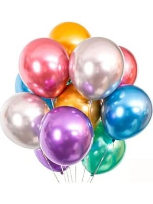Esranın Dünyası Balon Parlak Metalik Helyum Balon 10 Adet (Karışık)