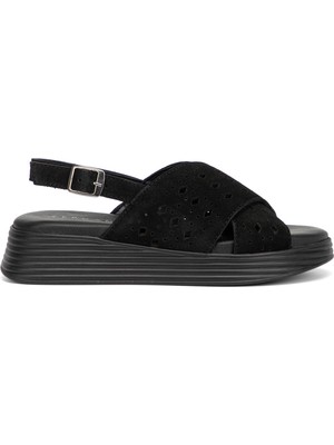 Tergan Siyah Hakiki Süet Deri Kadın Sandalet - K26Y1SN68594-A01