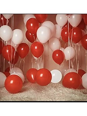 Esranın Dünyası Pastel Kırmızı Beyaz Latex Balon 50 Adet