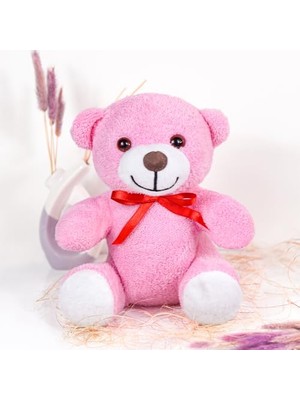 Esranın Dünyası 20-25 cm Papyonlu Pelüş, 20 cm Teddy Bear, Yumuşak, Sevgiliye Hediye,ayı Teddy,peluş Ayıcık,plush Toys,oturan Ayı,ofis Hediyesi,renkli Ayıcık (Pembe)