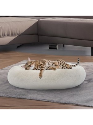 Esranın Dünyası Pugalo Large Model (65 Cm) Puffy Kedi Köpek Yatağı (Beyaz)
