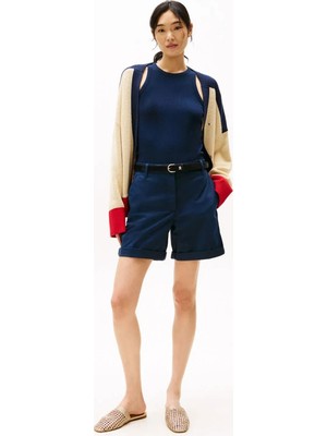 Tommy Hilfiger Co Blend Gmd Chıno Short Kadın Mavi Şort - WW0WW42457
