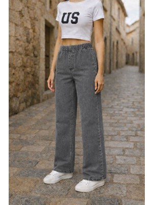 CEDY DENIM- Likralı Kumaş  Cepsiz Beli Lastikli Palazzo Pantolon  C640